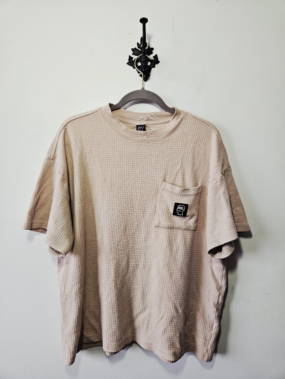 Brain Dead Waffle Knit Tee Size L Short Sleeve Tan Crew Neck T Shirt